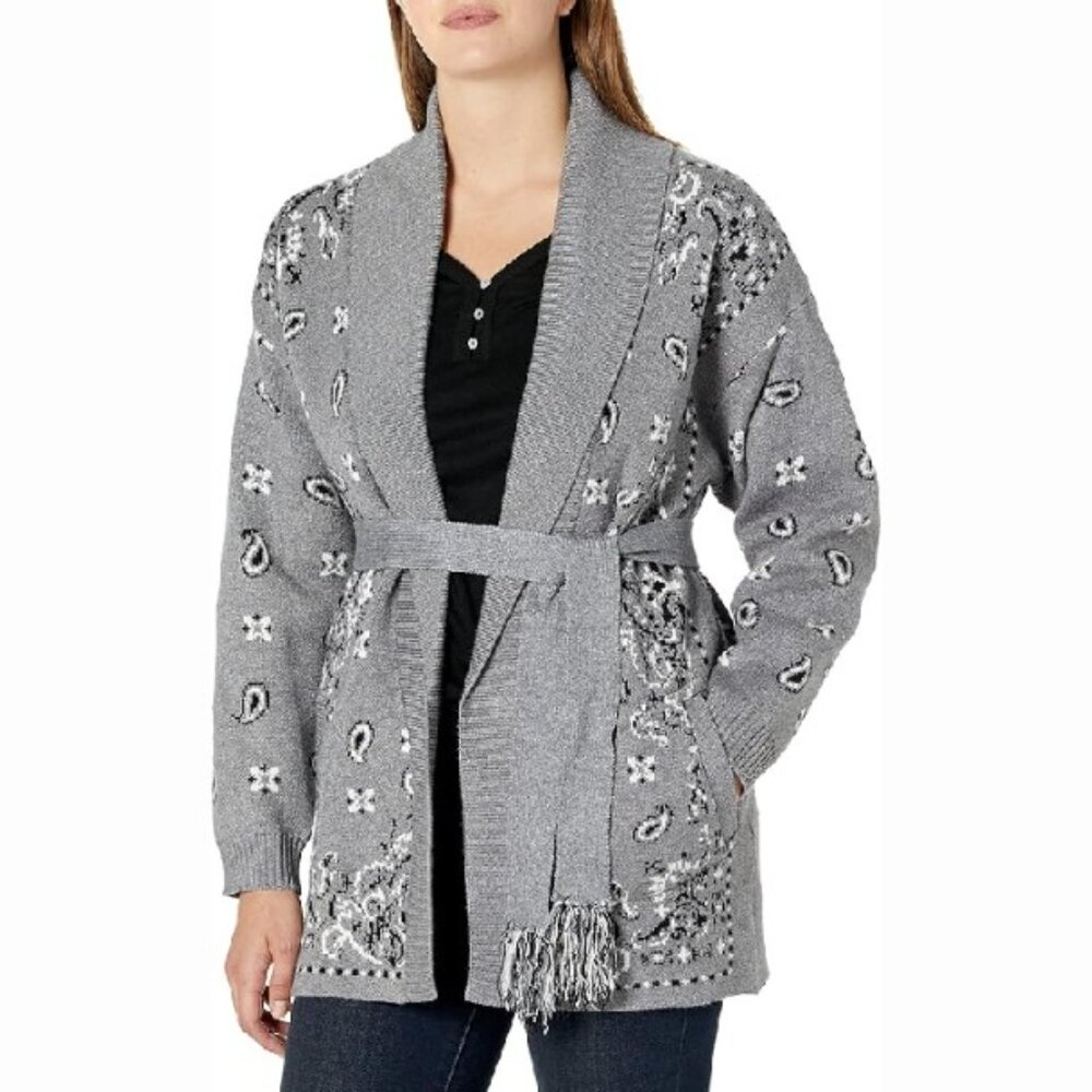 PJ SALVAGE women's size small S Canyon Ranch paisley tie open cardigan sweater